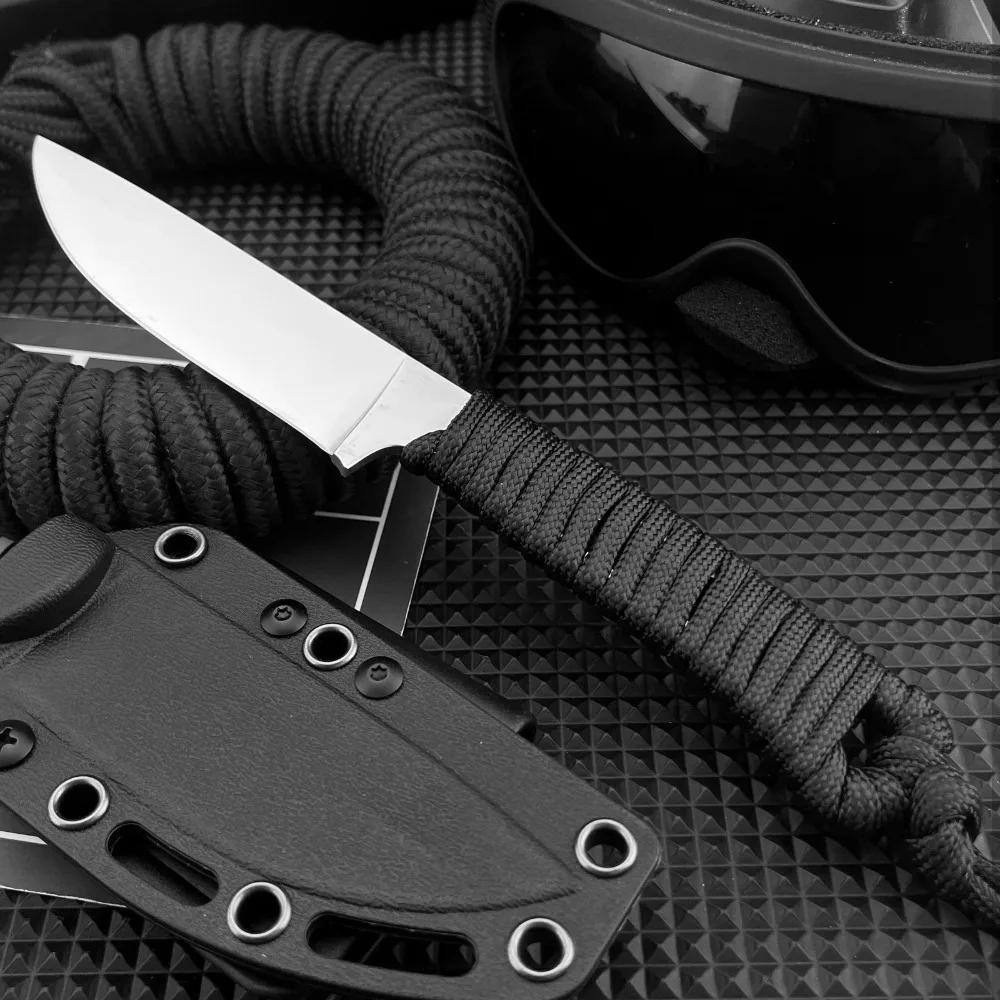 

Популярный многофункциональный нож высшего качества, охотничий нож с фиксированным лезвием, лезвие 440C, нейлоновая веревочная ручка, прочные ножи EDC