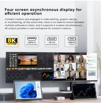 MINISFORUM 2025 AI X1 Mini PC AMD Ryzen AI 9 HX 370 R7 255 OCuLink 2 * USB4 Doppio altoparlante incorporato Computer desktop da gioco WiFi7