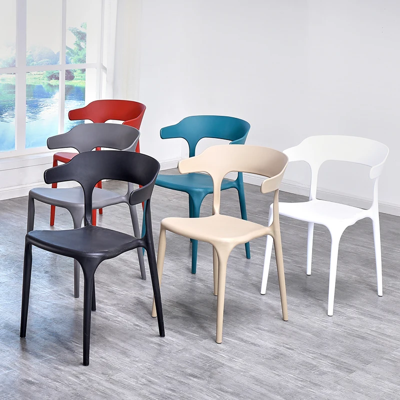 

Chair modern minimalist Nordic dining chair home plastic padded back stool desk outdoor online celebrity makeup horn chair.