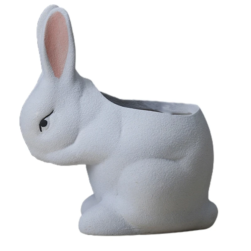 Cartoon Rabbit Bunny Ceramic Succulent Planter Animal Shaped Cactus Flower Pot Holder Gardening Cotainer Home Pati new arrival