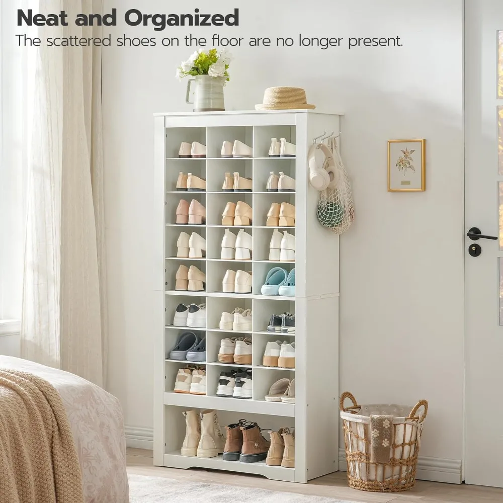 Tall Entryway Shoe Storage Cabinet, Large Capacity with 24 Cubbies & Bottom Storage Shelf, Custom