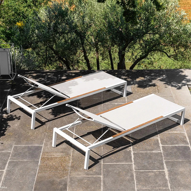 

Outdoor Pool Sunbed Beach Garden Leisure Adjustable Relaxing Lounge Chair Aluminum Lounge Chair