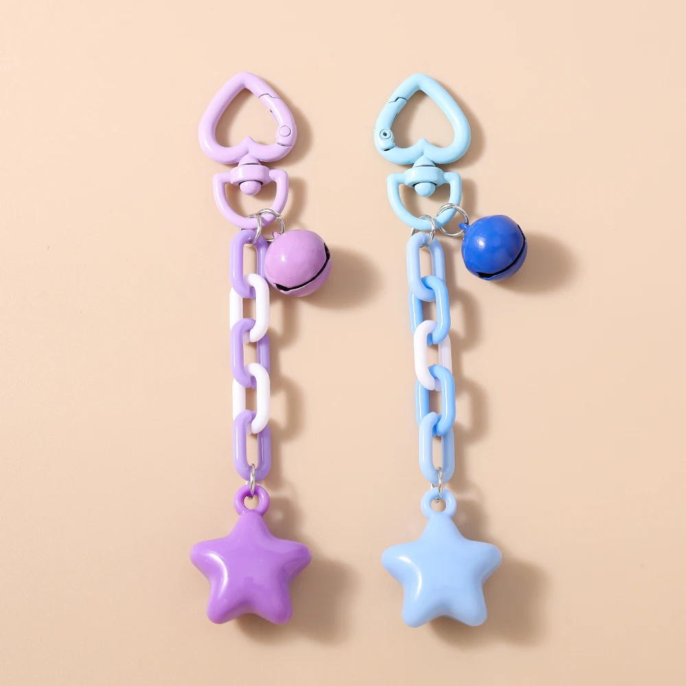 لطيف ستار المفاتيح النساء الفتيات جرس حلقة رئيسية المعلقات لحقيبة اليد ديكور DIY مفتاح سلسلة هدايا مجوهرات للأطفال