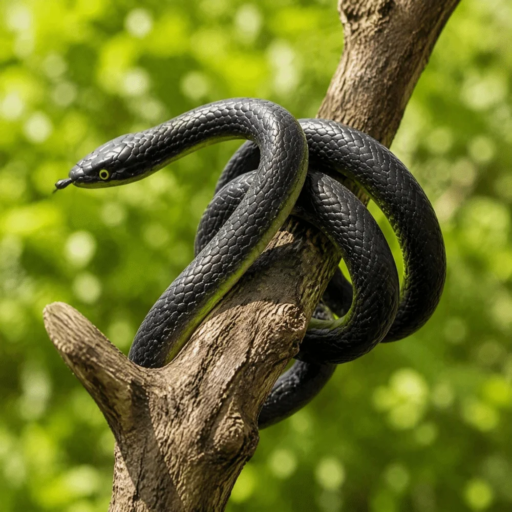 Soft Simulated Black Green Snake Toy Lifelike Large Size Snake Model with Tongue Out Realistic Halloween Prank Props Scare Toy