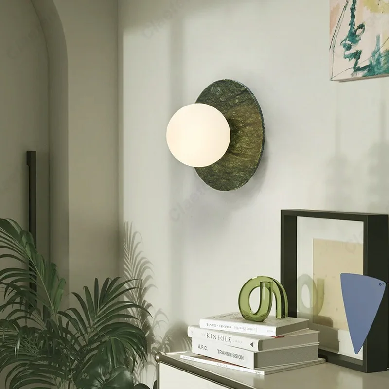 New LED Marble Wall Lamp Hotel Guest Room Living Room Bedroom Bedside Luxury High Sense Simple Interior Decoration Lighting