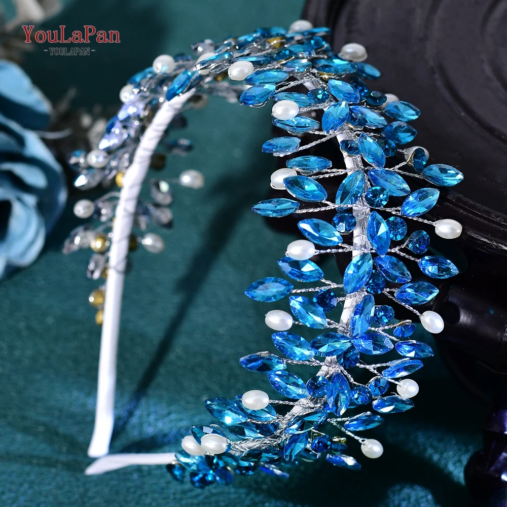 

TOPQUEEN Wedding Rhinestone Pearls Headband Bridal Luxury Headwear Woman Party Hair Accessories Bridesmaid Shiny Hair Hoop HP608