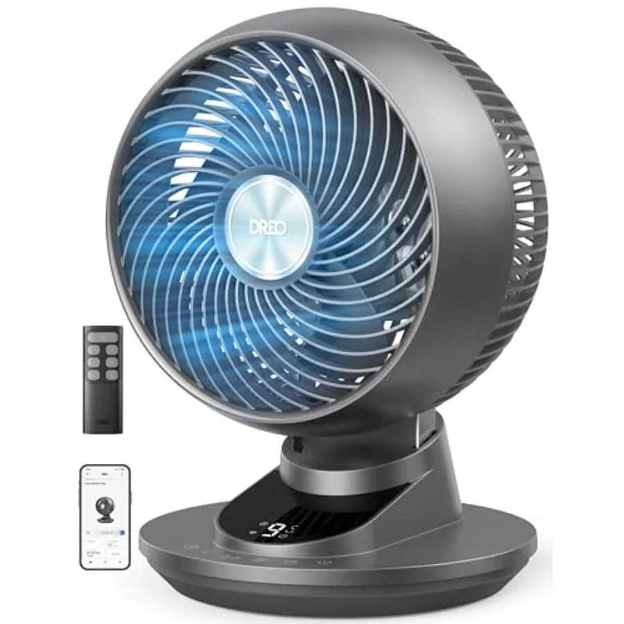 

Smart Fan for Bedroom, Powerful 85 ft Airflow, 12 Inches, Desk Fans in 20dB Quiet, 90+90 oscillating fans, App/Voice Control, 9