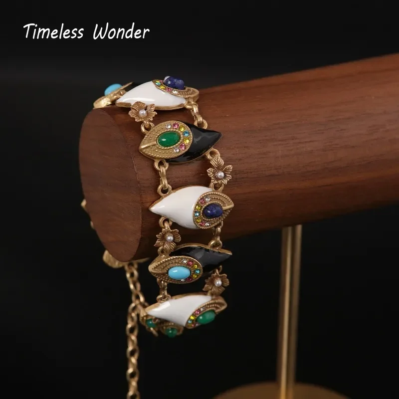 Timeless Wonder Fancy Enamel Zircon Geo Pave Bracelet for Women Designer Jewelry Runway Luxury Rare Gift Sweet Trendy 5151