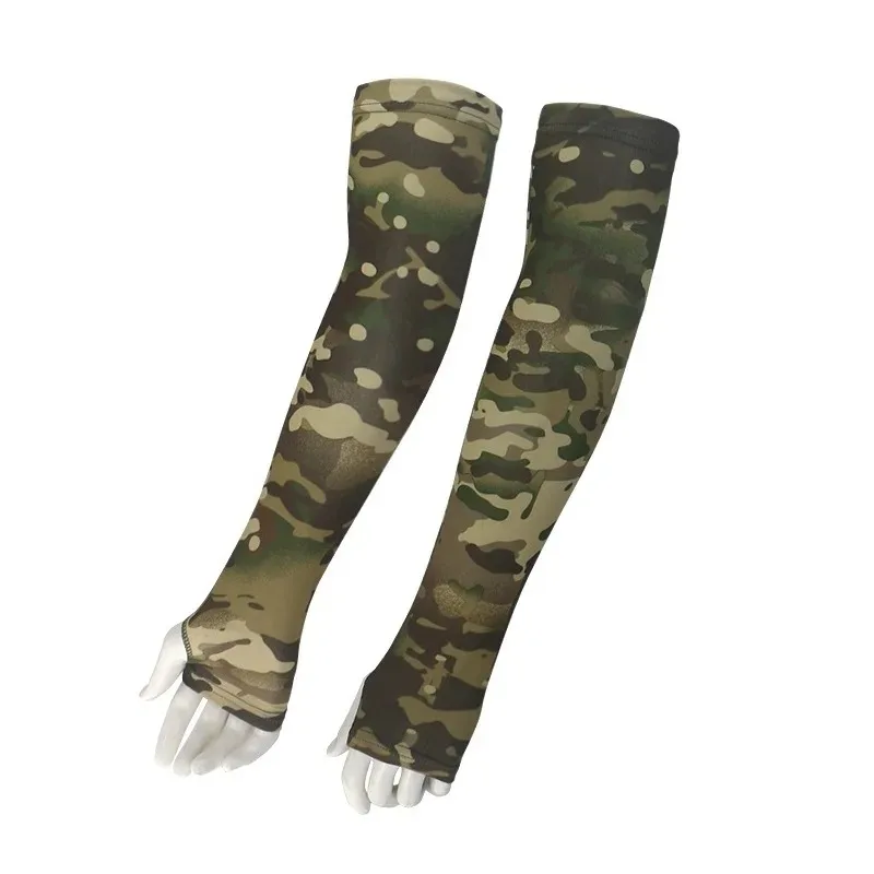 Camouflage Ice Silk Sleeve Cover Men Women Sun Protection Windproof Arm Sleeves Oversleeve for Outdoor Fishing Hunting Cycling