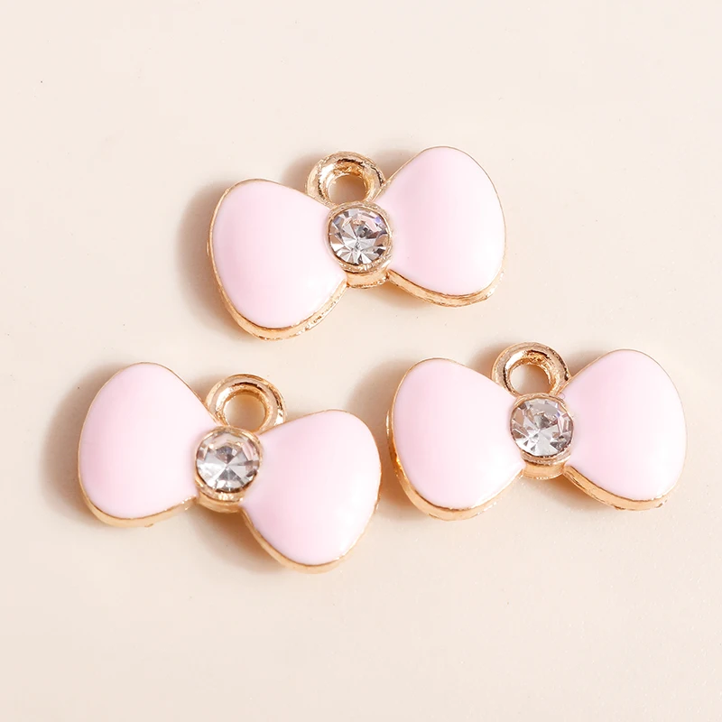 10 stücke 10*16mm Nette Emaille Bowknot Charms für Schmuck Machen Kawaii Bowtie Charms Ohrring Halskette Anhänger Diy machen Zubehör – Detail 10