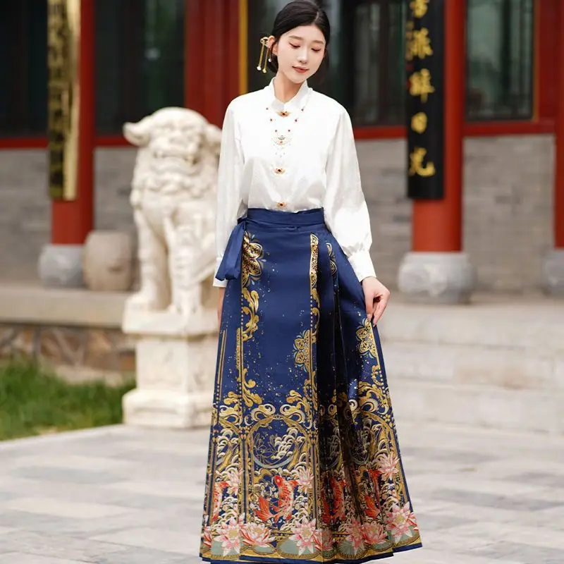 مجموعة تنورة ماميان للسيدات البالغات مطرزة بالذهب الثقيل لعام 2026 من أجل الخبز المحمص والخطوبة Hanfu #2