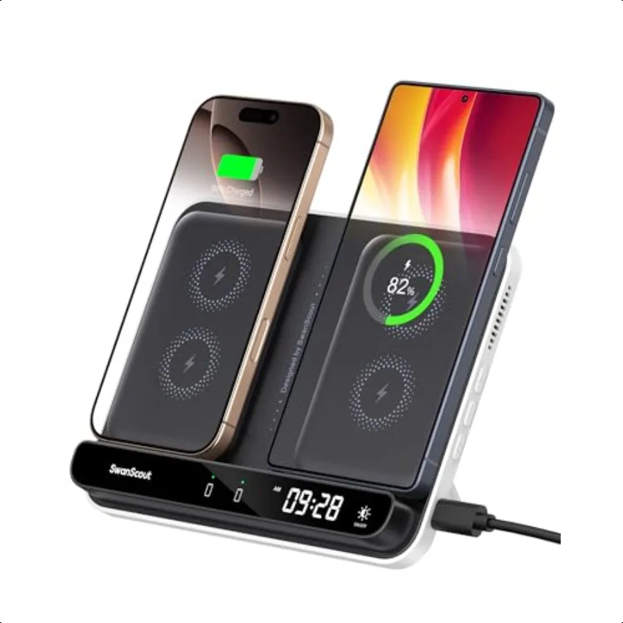 

Dual Wirel Charger Stand 504 Foldable Wirel Charging Station Pad for iPhone 16 15 14 Series Samsung Galaxy S25 S24 S23 Google P