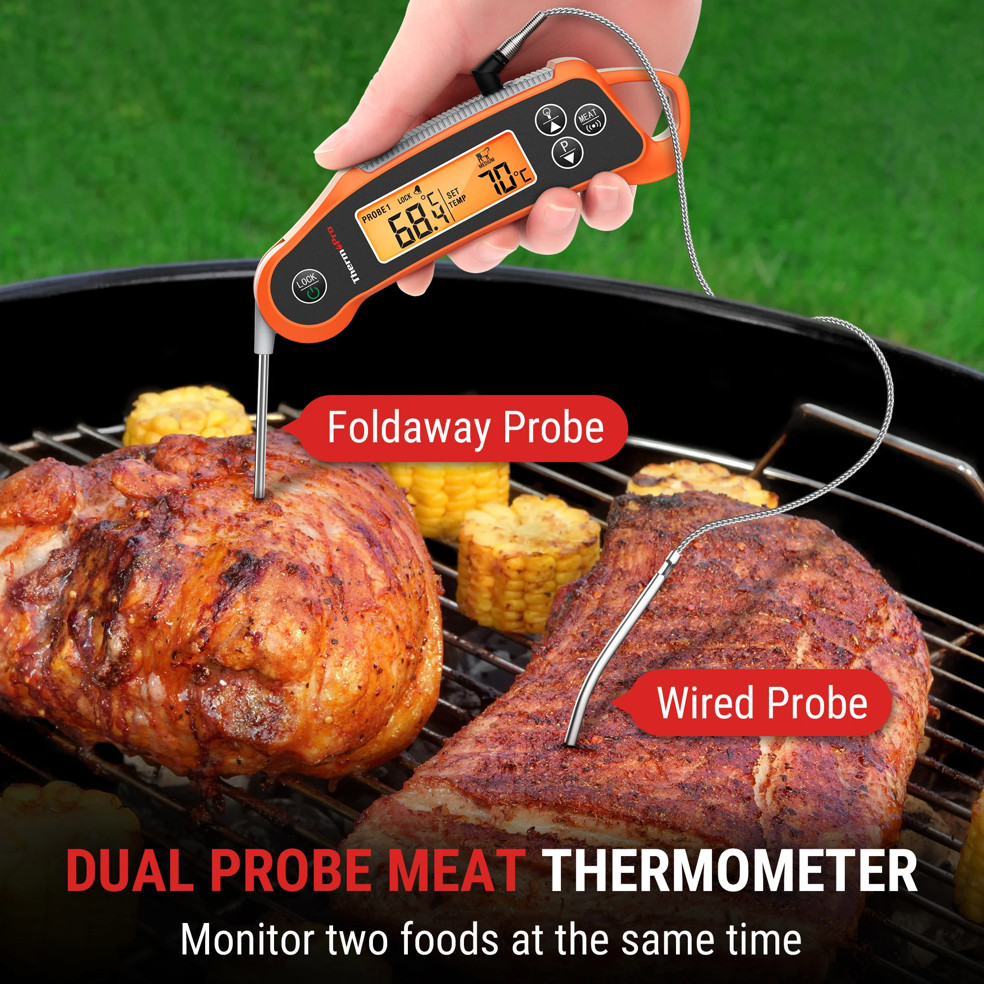 ThermoPro TP710 Backlight 2 In 1 Folding Wired Probe Digital Waterproof Oven BBQ Meat Thermometer For Kitchen Cooking