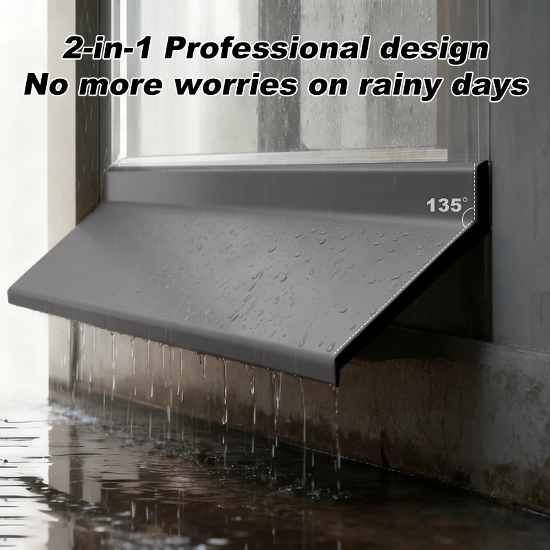 0.5/1/1.5m Window Water Blocking Bar Sliding Window Rain Flashing Board Weatherstrip Window Edge Water Deflector Sealing Strip