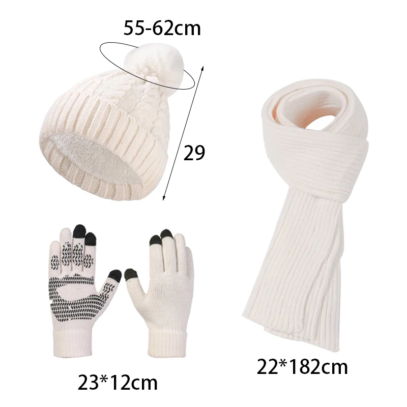 السنة الجديدة عيد الميلاد قبعة حمراء وشاح قفازات 3 قطع مجموعة الخريف الشتاء في الهواء الطلق يندبروف الدافئة متماسكة الخمار القبعات والقبعات للنساء