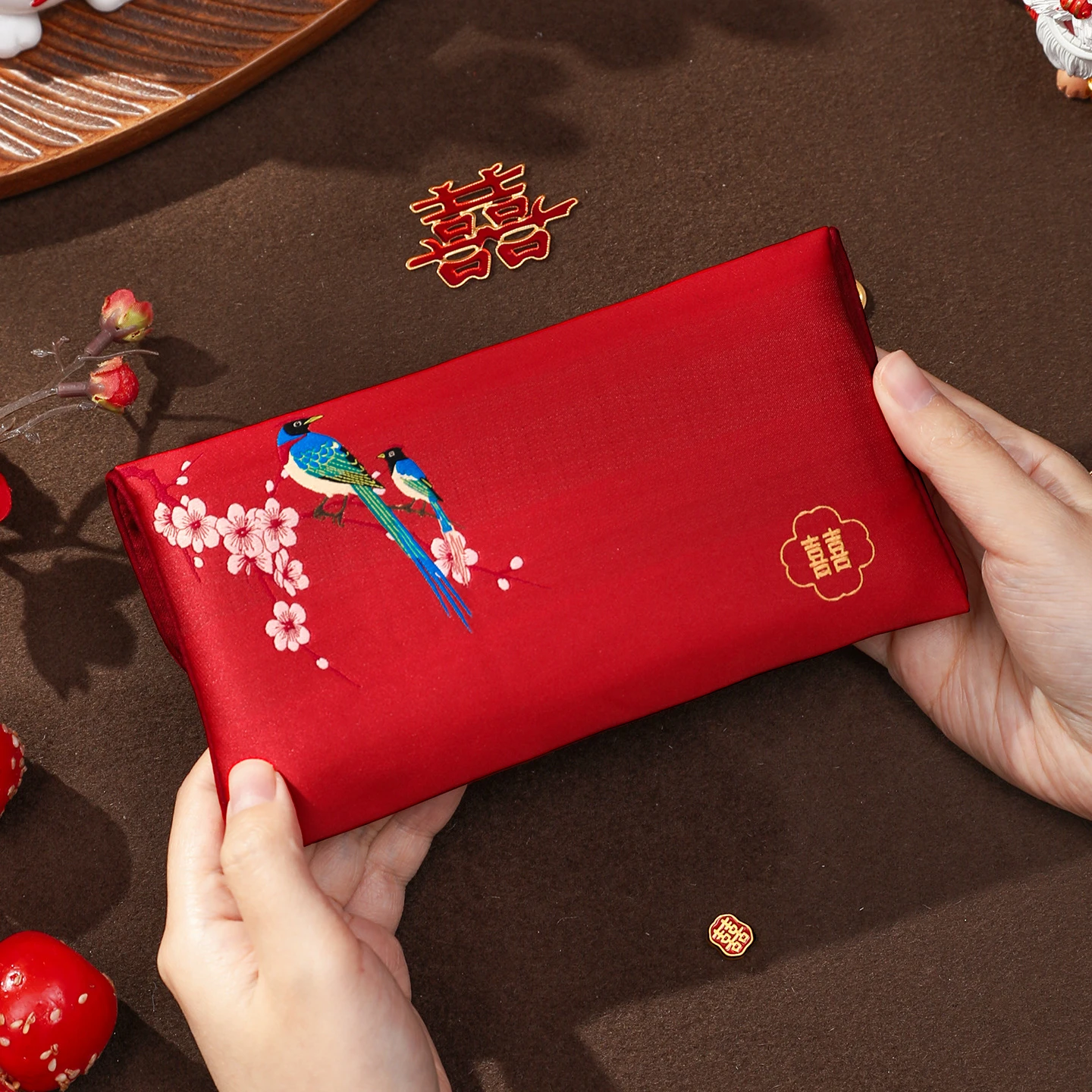 

Multiple Patterns Money Pocket Longevity Lock Design Best Wishes New Year's Blessing Bag Tassel Embroidery Brocade Red Envelope