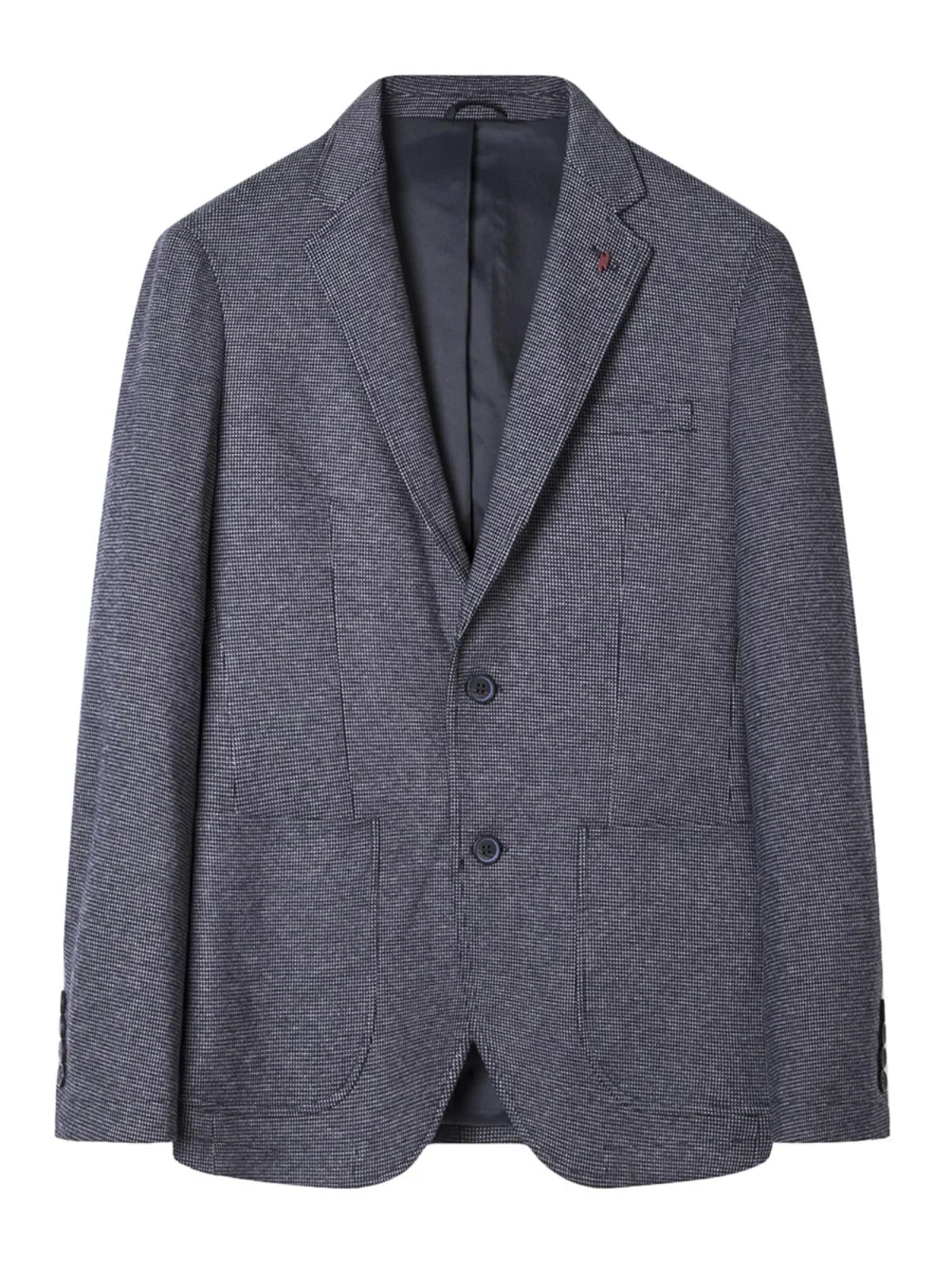 

Busin Casual Men's Single-breasted Suit Classic Flat Collar Office Wear Autumn Faion Polyester Blend Long Sve Jaet