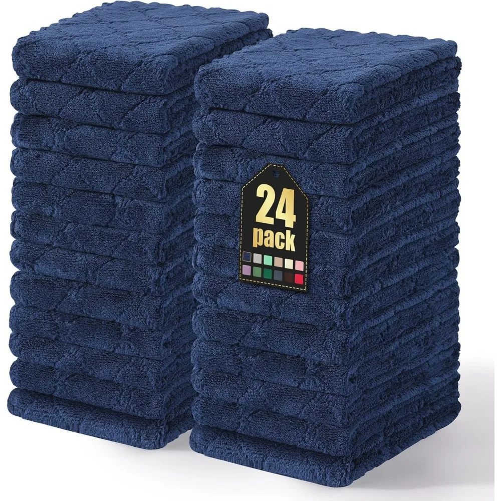 

24 Pack Navy Blue Coral Velvet Kitchen Dish Towels Super Soft Absorbent Fast Drying Microfiber Cloth for Washing Dishes