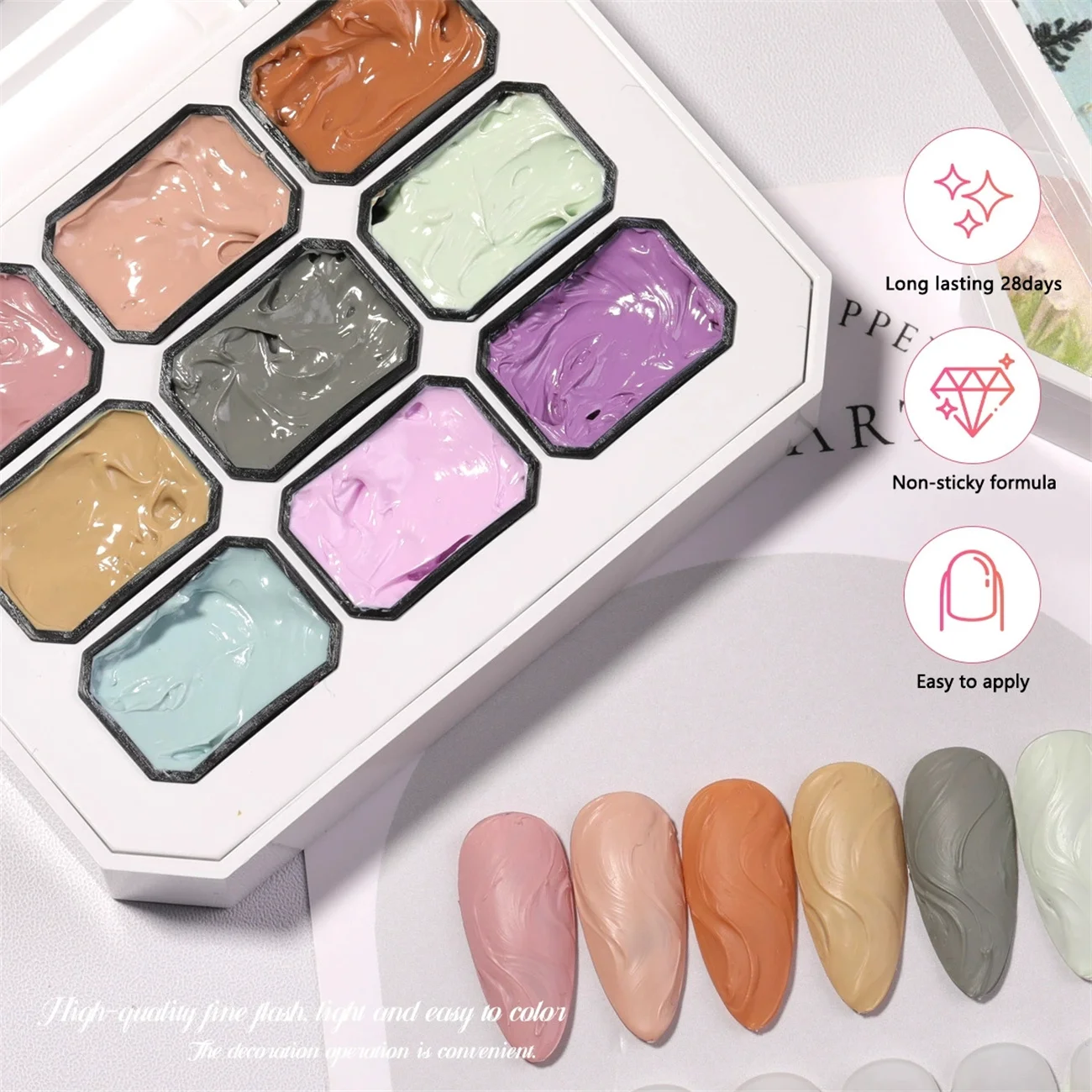 1 Stück Einfarbiges Nagellack-Gel 9-Farben-Set Hochpigmentiertes Dickflüssiges Farbverlauf-Gel für Nagelkunst 3D DIY – Detail 3