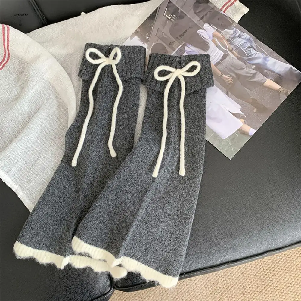 

Fashion Y2K Lace Up Leg Warmers Flare Sweet Ballet Women's Plush Stockings Loose Elastic Knee High Socks Autumn