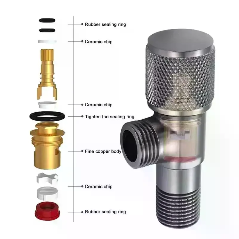 

4 Points Faucet Inlet Valve G1/2 Brass Triangle Valve Heater Water Stop Valve Bathroom Toilet Washing Machine Universal Switch