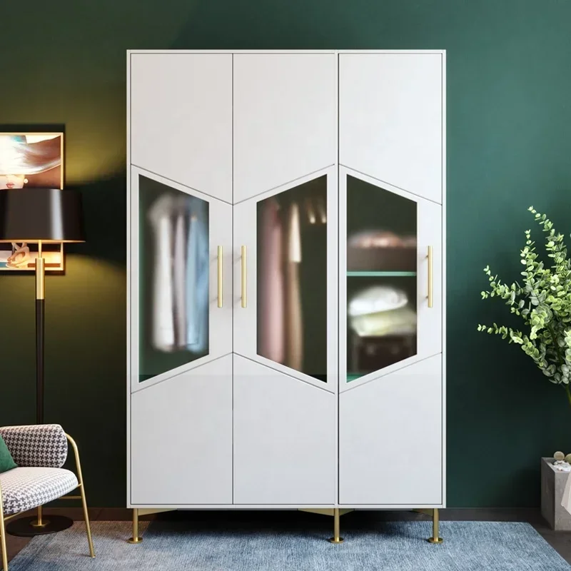 

#Luxury Metal Legs Closet Cabinet Modern White Bedroom Furniture Storage Cloth Wardrobe