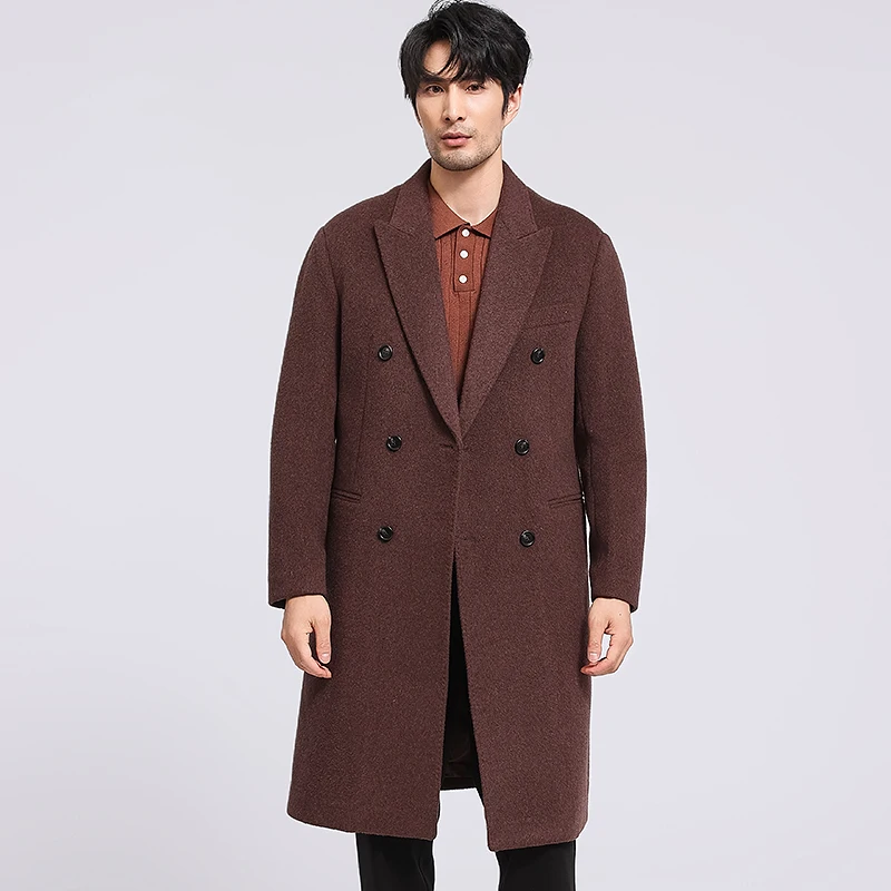 Двубортное кашемировое пальто для джентльменов с пуховым жилетом и подкладкой, шерстяное пальто, толстый теплый мягкий наряд, зимняя мужская одежда