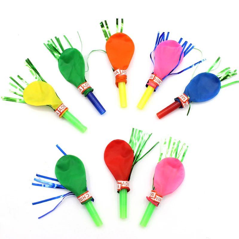 50PCS Colorful Blowout Whistle Balloon Horn Noise Maker Blowers For Kids Birthday Party Favors Decor Game Tool Child Toys Supply