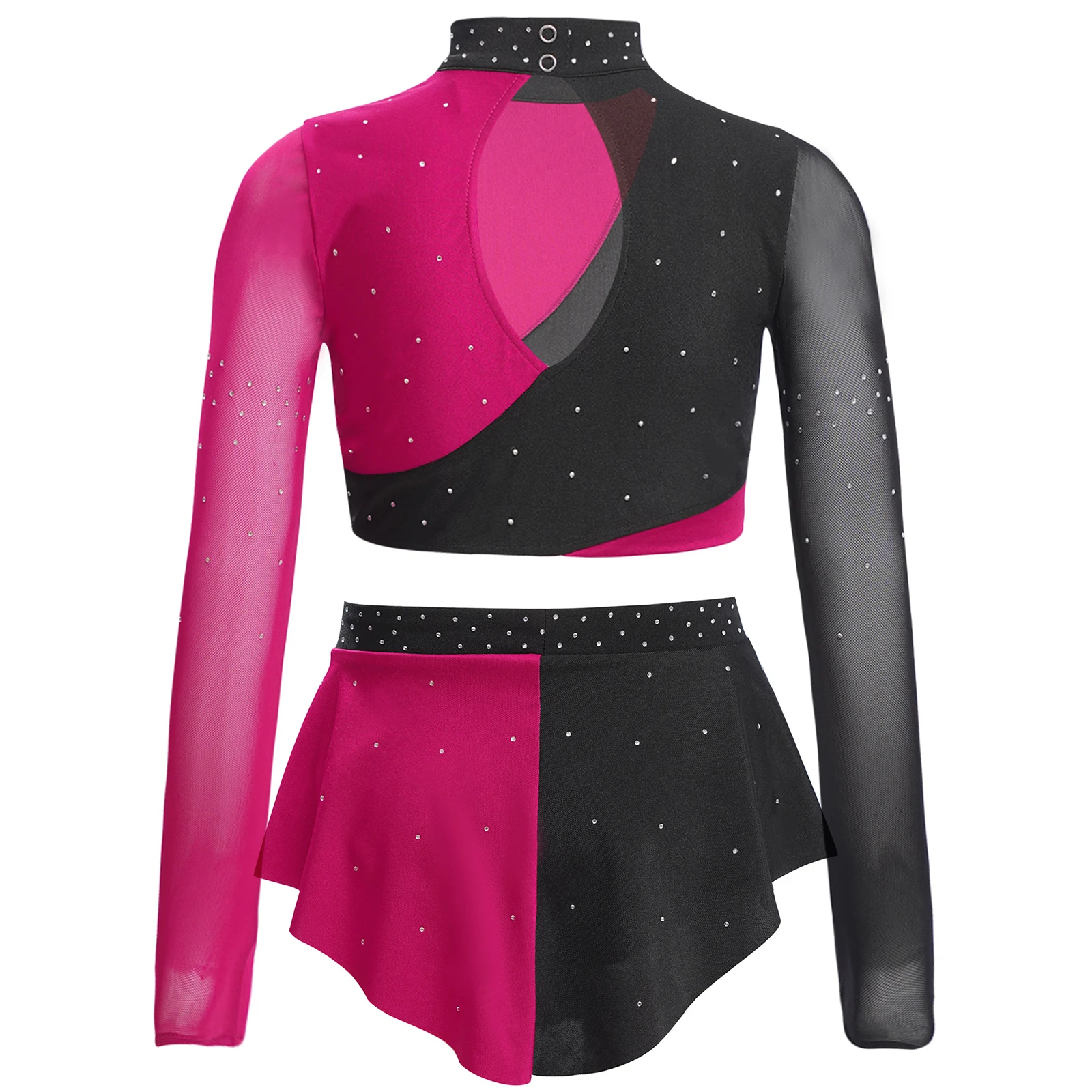 Kids Girls Lyrical Dance Performance Outfit Set Crop Top Skirt Set for Ballet Modern Dance Figure Ice Skating Gymnastics Clothes