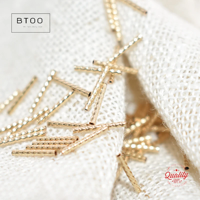 14K Gold Filled Gerade Geschnittene Twist-Tube-Perlen, Gold Filled Twist-Tube-Perlen, Abstandshalter-Tube, Anlaufbeständige Schmuckkomponenten – Detail 13