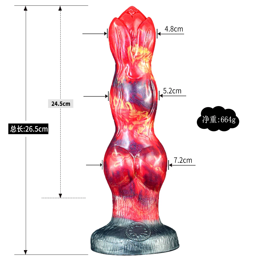 FAAK Large Knot Animal Dildos With Suction Cup Fire Dragon Penis Big Dong Silicone Multi Color Anal Sex Toys For Men Women