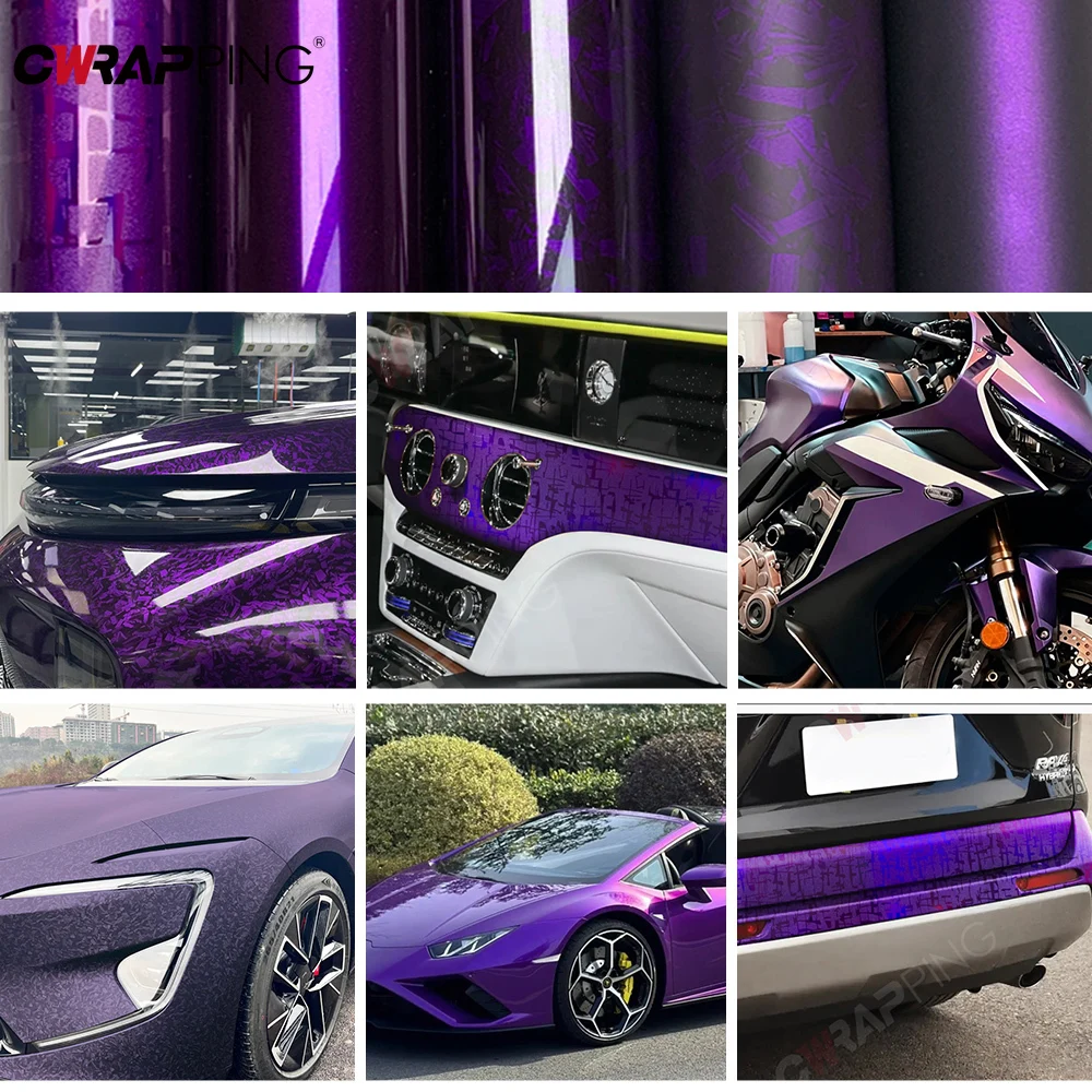 PET Automotive Vinyl Bubble-free Car Wrapping Film Waterproof Motorcycle Stickers Purple Vinyl for Helmet Car Adhesive Film view 2