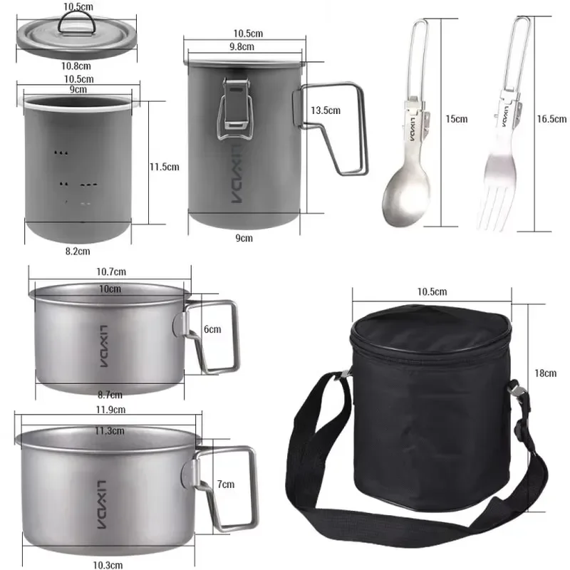 Outdoor Camping Multifunctional Rice Cooker Set Travel Picnic Ti Cooking Pot for Camping Hiking
