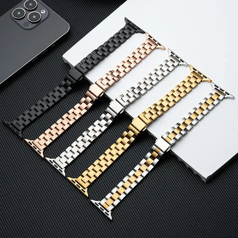 Slim Stainless steel band for apple watch strap 44mm 45-41mm 40mm 42-46mm bracelet ultra 2 49mm iwatch serie 10 9 8 7 6 SE 5 4 3