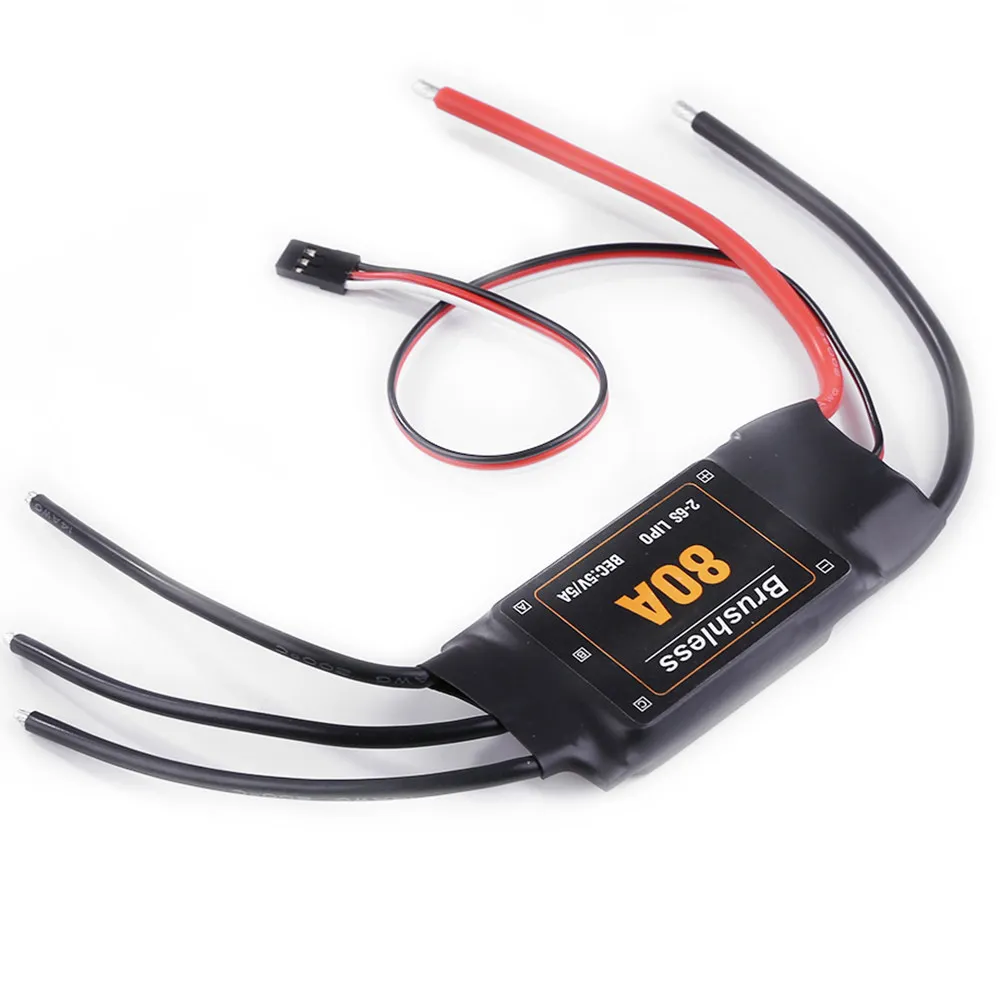 

Бесщеточный контроллер скорости 80А, компактный электрический контроллер, профессиональный высокочастотный привод с защитой от перегрузок для радиоуправляемых самолетов и кораблей