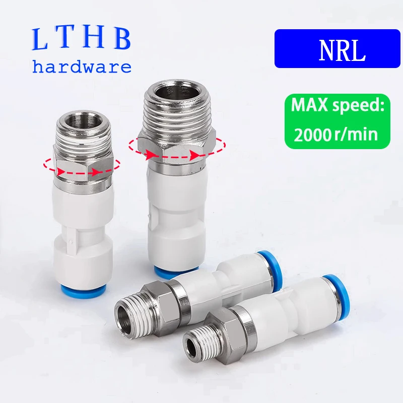 Pneumatic Air Fitting 360° Rotary Connectors Swivel Joint High Speed Rotation 6/8/10/12mm MaleThread M5 1/4 1/2 Quick Coupling