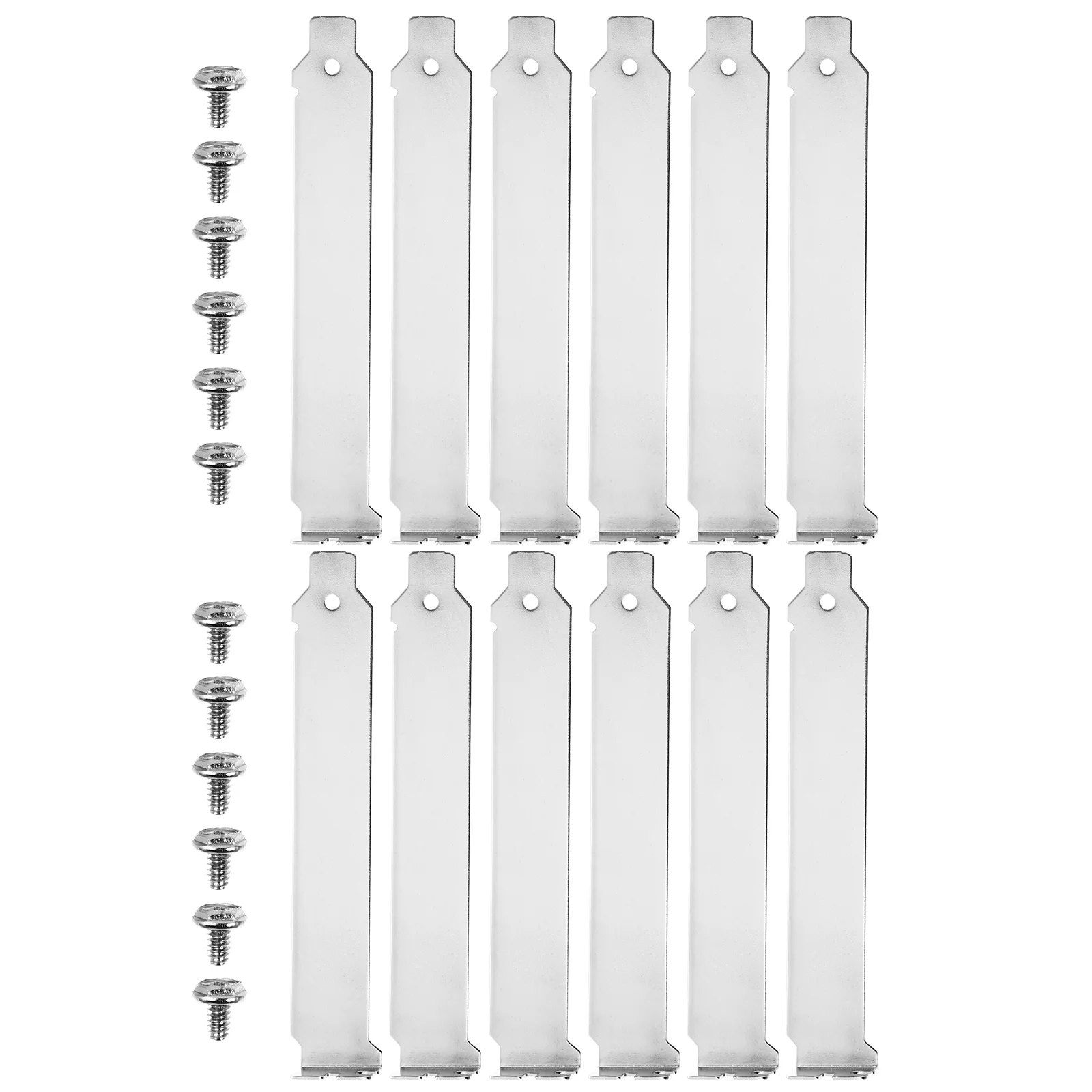 12 Pcs Double Pci Slot Cover Blank Bracket with Screws Board Plate Silver Iron Computer Case Covers