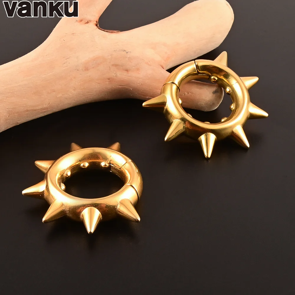 Vanku 2PC Simple Fashion Arrow Pendant Stainless Steel Plugs Ear Weight Gauges Tunnels Piercing Expander Stretchers Body Jewelry
