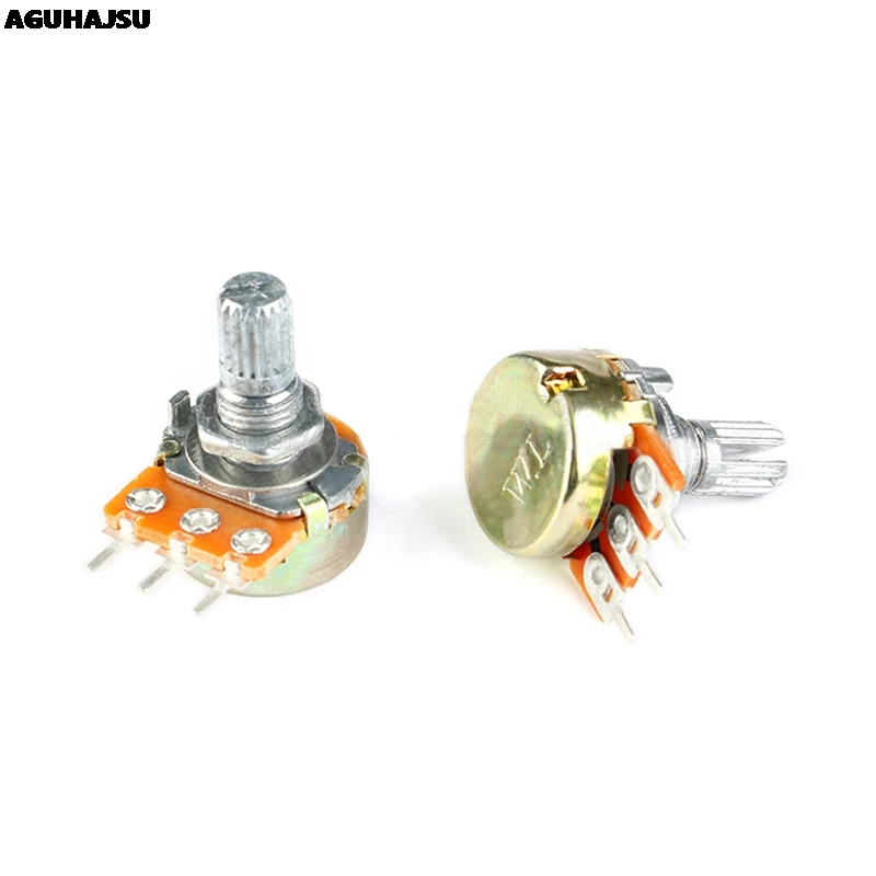 5pcs WH148 B1K B2K B5K B10K B20K B50K B100K B500K 3Pin 15mm Shaft Amplifier Dual Stereo Potentiometer 1K 2K 5K 10K 50K 100K 500K