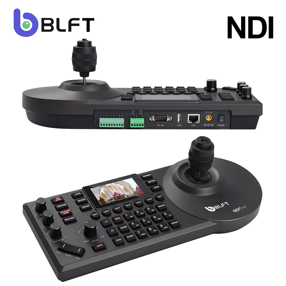 Pré-visualização em tempo real PTZ Camera Joystick, teclado 4D, controlador NDI POE PTZ, 255 Presets, tela LCD de 3