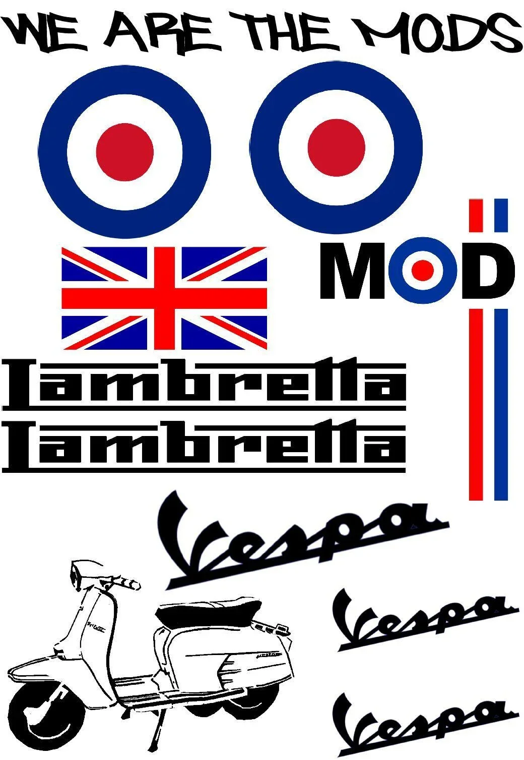 

For Mods Pro Quality Decals The Who Lambretta Vespa We Are The Mods Scooter Stickers