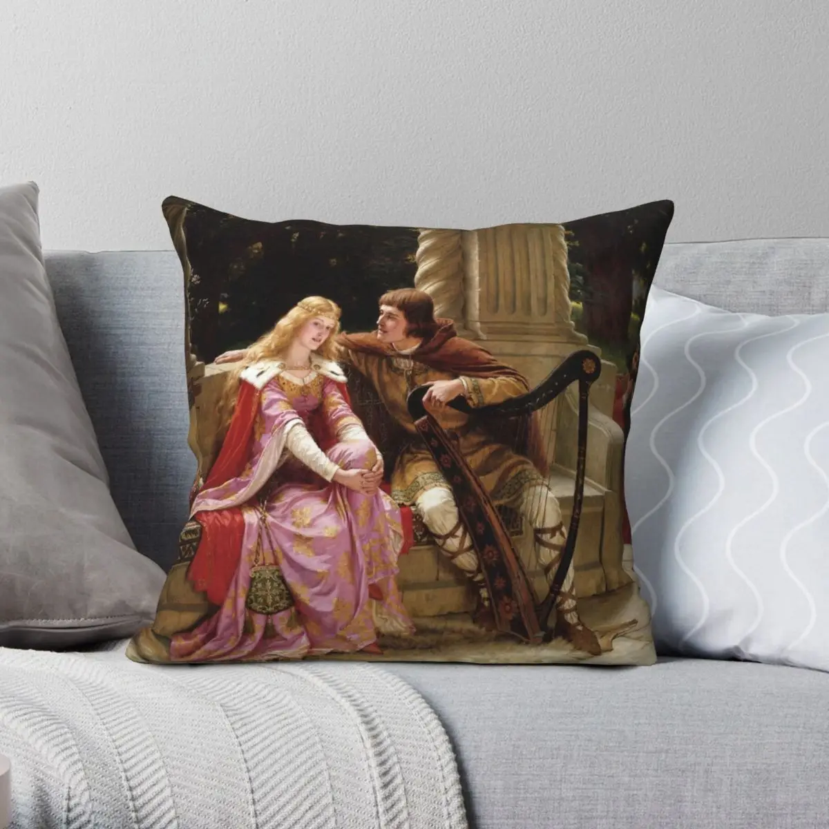 Edmund Blair Leighton 1902 Square Pillowcase Polyester Linen Velvet Pattern Zip Decorative Home Cushion Cover