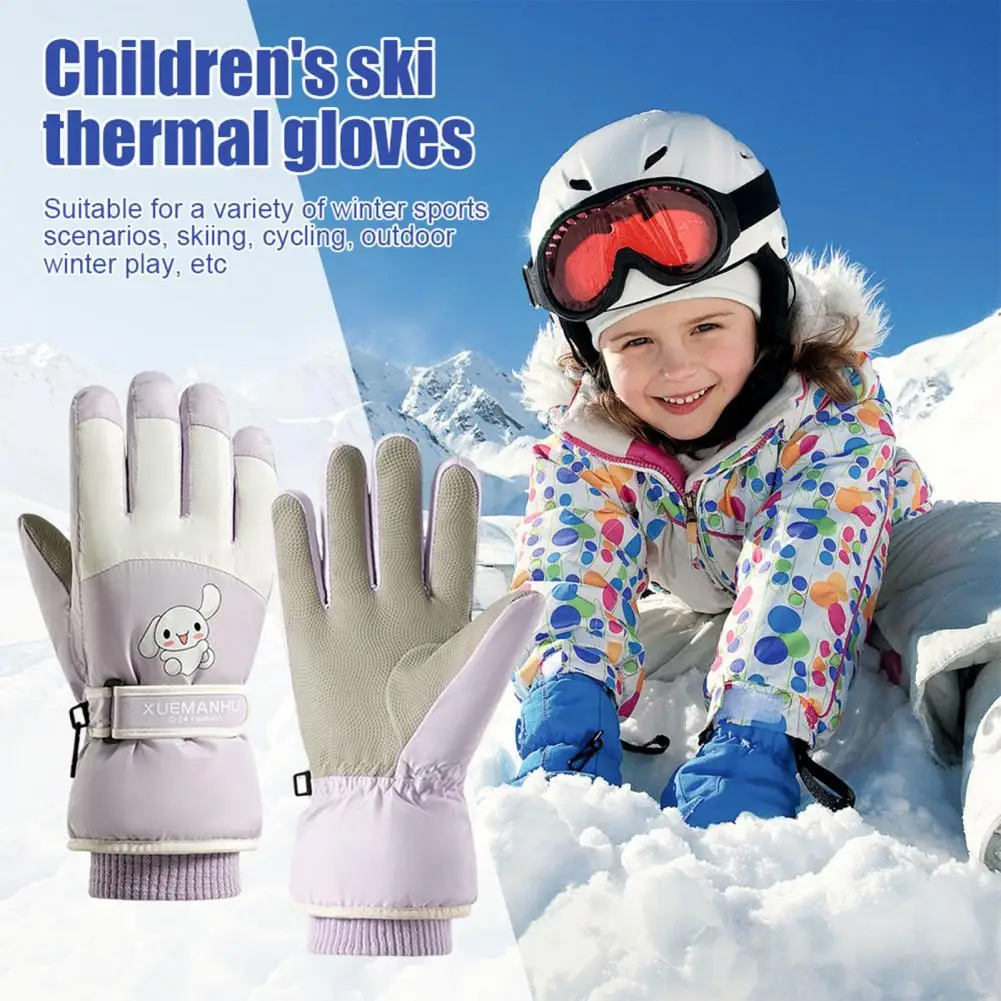 Insulated Winter Gloves for Toddlers Winter Ski Gloves for Kids Windproof Velvet Mittens with for Children