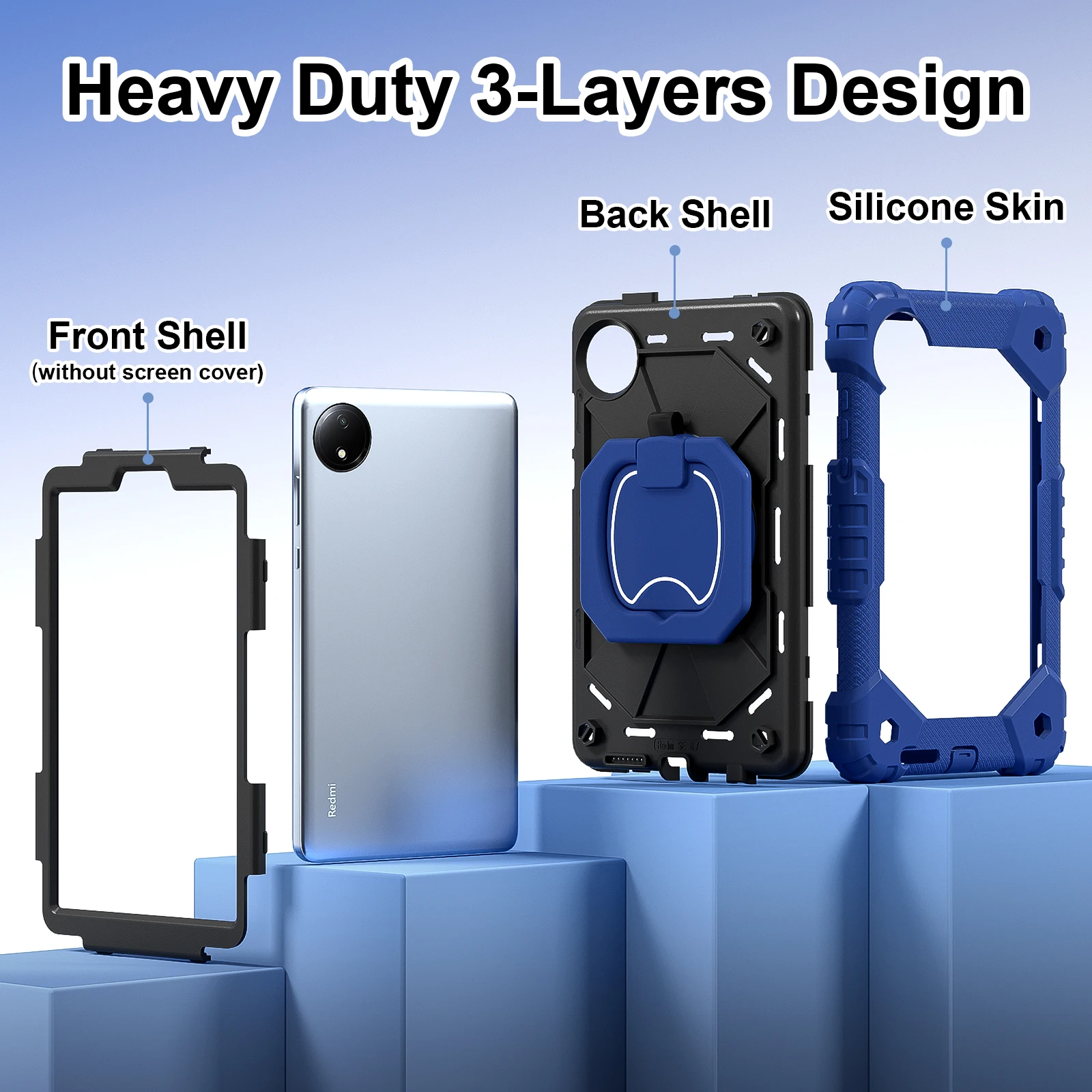Case For Xiaomi Redmi Pad SE 8.7 4G 2024 8.7 inch Model 220233L2G Rotating Handle Grip Hybrid Stand Cover With Shoulder Strap