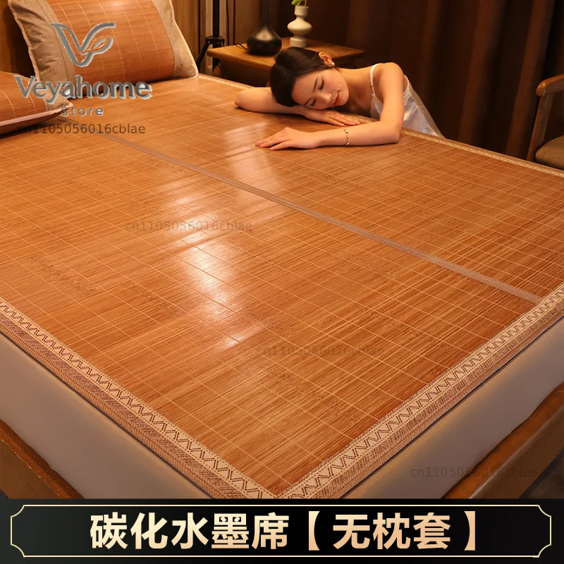 Cool mat bamboo mat summer naked sleeping student dormitory mattress foldable ice silk mat dual-use double-sided household