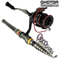 GHOTDA Telescopic Complete Fishing Rod Reel Set  Carp Fishing Rod Reel Kit Fishing Summer Gear 1.8-3.6m for Seawater