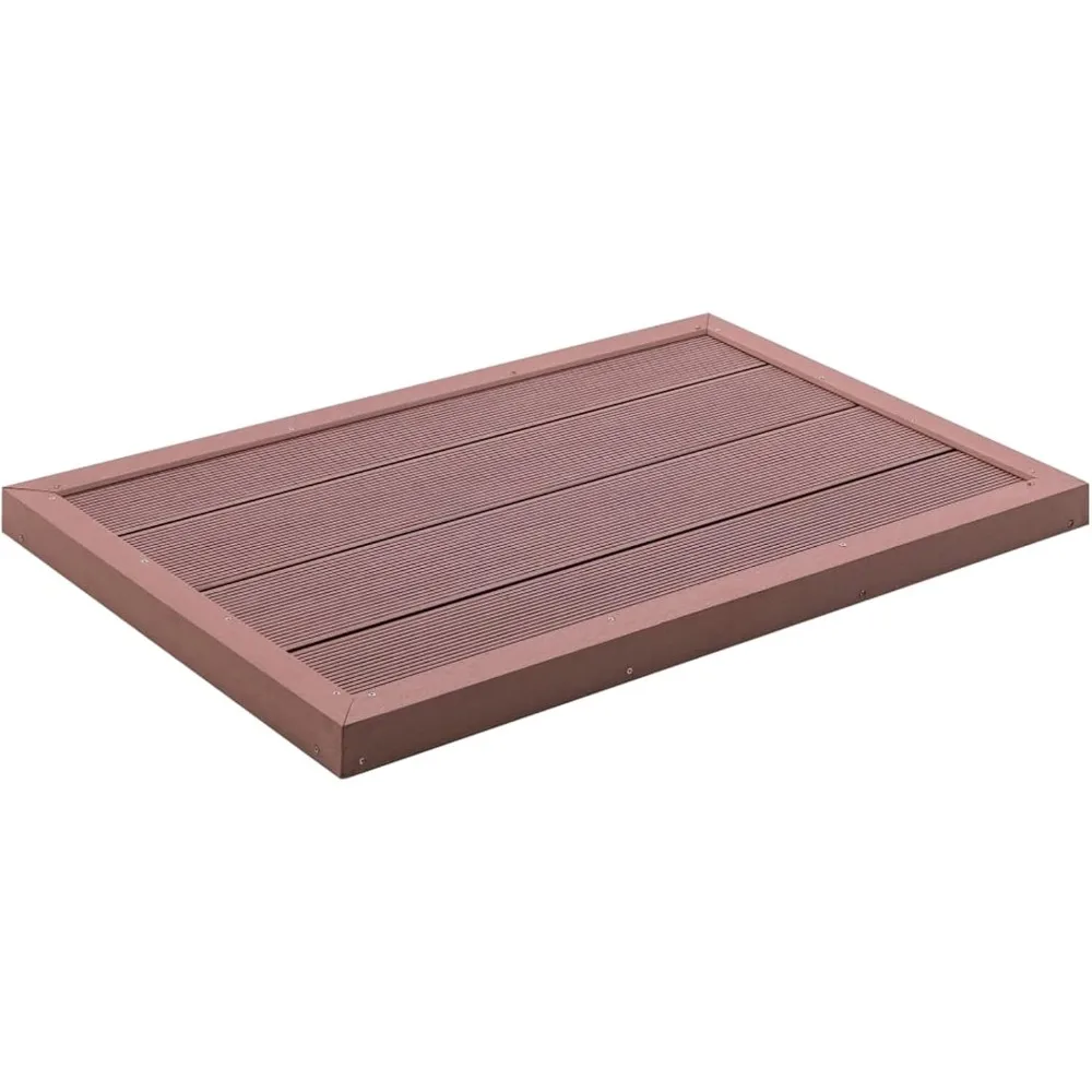 Floor Element WPC Shower Floor Board Non Slip Panel Brown for Solar Shower, Garden, Patio, Poolside 39.8 x 24.8 x 2.2 Inches