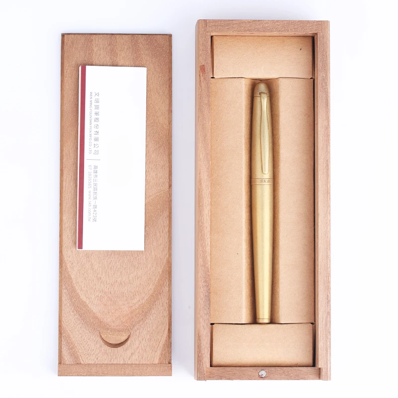 New-SKB RS308 Vintage Brass Metal Fountain Pen Iridium Gold EF 0.38mm Nib Ink Pen Office Supplies Business Writing Gfit Pen