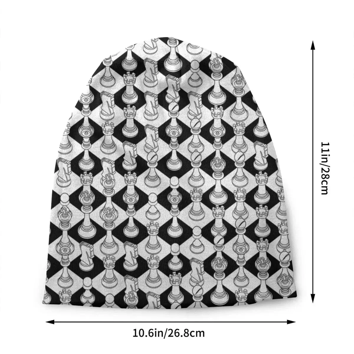 Isometric Chess White Beanies Caps Men Women Unisex Streetwear Winter Warm Knitting Hat Adult Checkmate Game Bonnet Hats