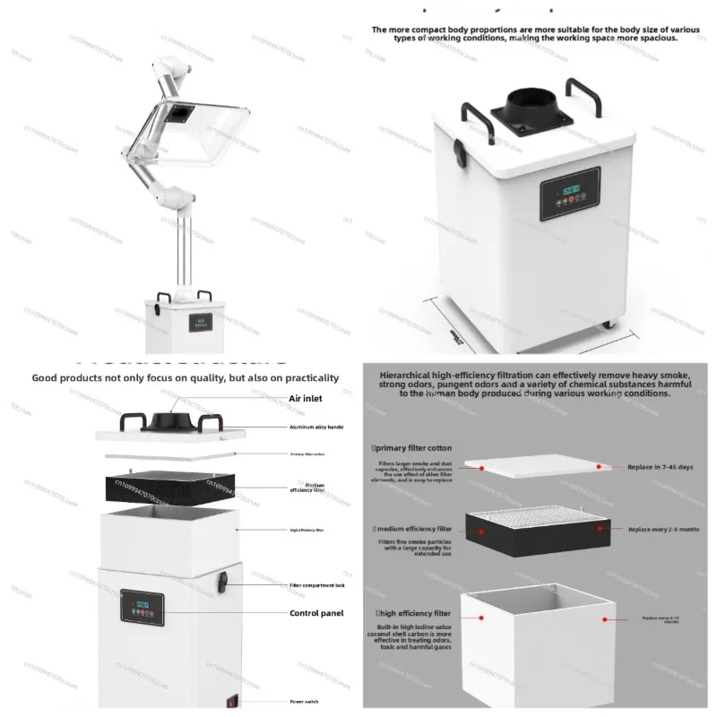 Portable Solder Smoke Absorber Low Noise Fume Extraction Unit Activated Carbon Filter Soldering Iron Fume Cleaner